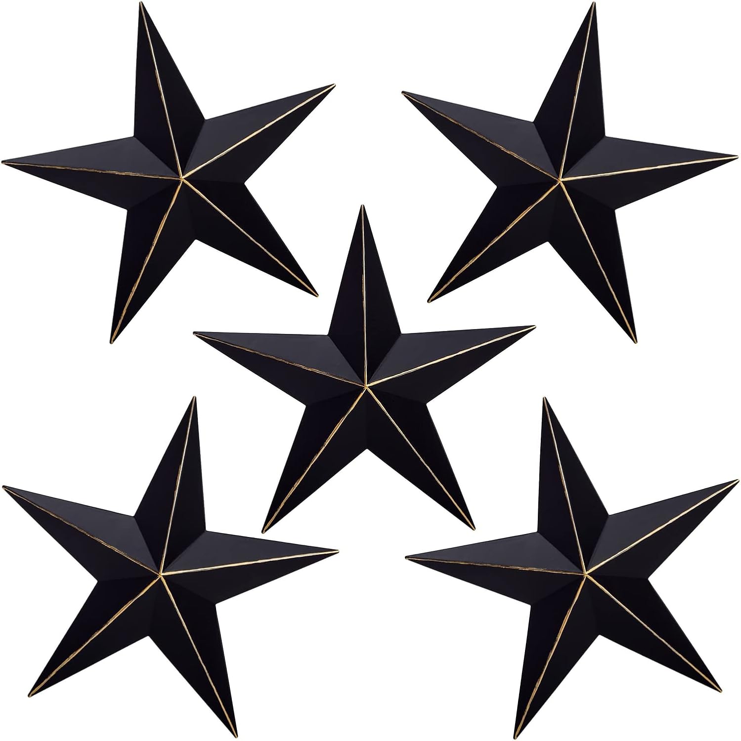 Plaques & Wall Art - Farmlyn Creek 5 Pack Texas Star Rustic Metal Outdoor Wall Home Decor for Patio, Porch, Garden (Bronze, 12 x 12 in)