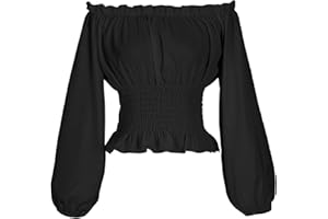 Oiefeen Womens Renaissance Peasant Blouse Off Shoulder Long Sleeve Tops