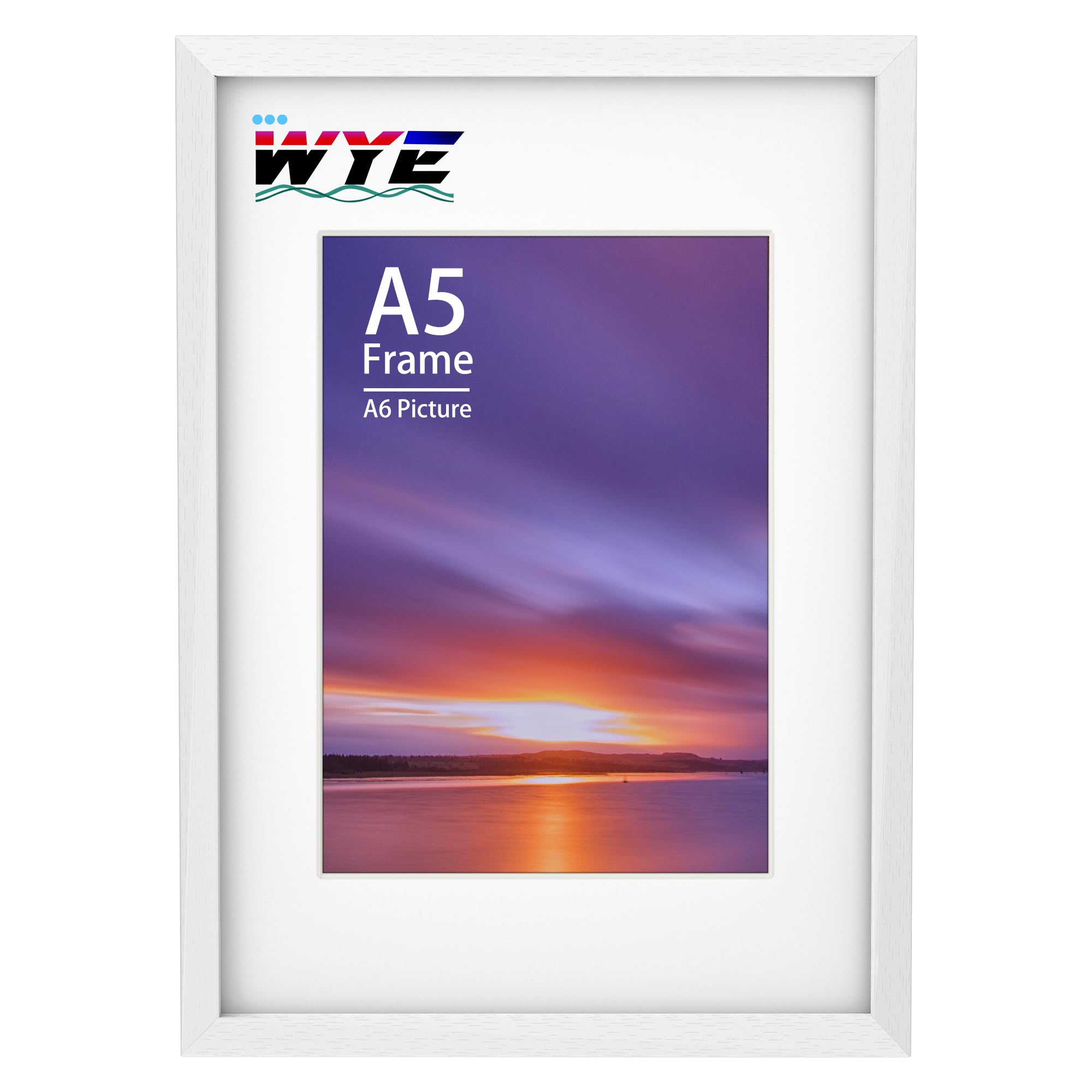 A5 White Frame 14.8x21 cm, A5 Acrylic Photo Frame with 9x14 cm Mount, A5 Picture Frame with Stand Tabletop or Wall Hanging — image 1