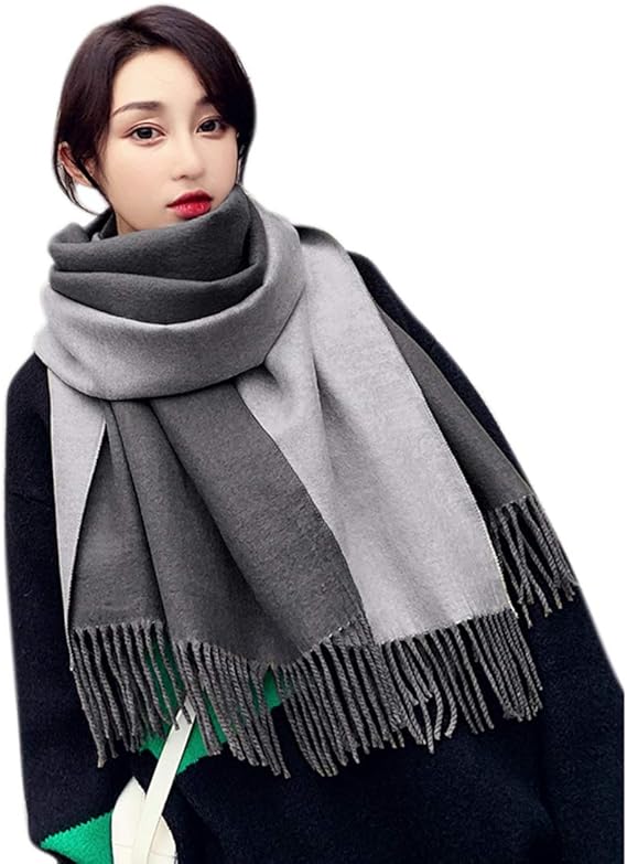 Amazon Hsfeo ストール レディース マフラー 大判 無地 フリンジ グレー 秋冬 厚手 ロング プレゼント クリスマス スカーフ ショール 防寒対策 あったか かわいい おしゃれ 通勤通学 ブランケット リバーシブル サイズ 0 70cm マフラー 通販