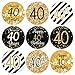 Black and Gold 40th Birthday Party Favor Chocolate Kisses Candy Stickers - 180 Labels