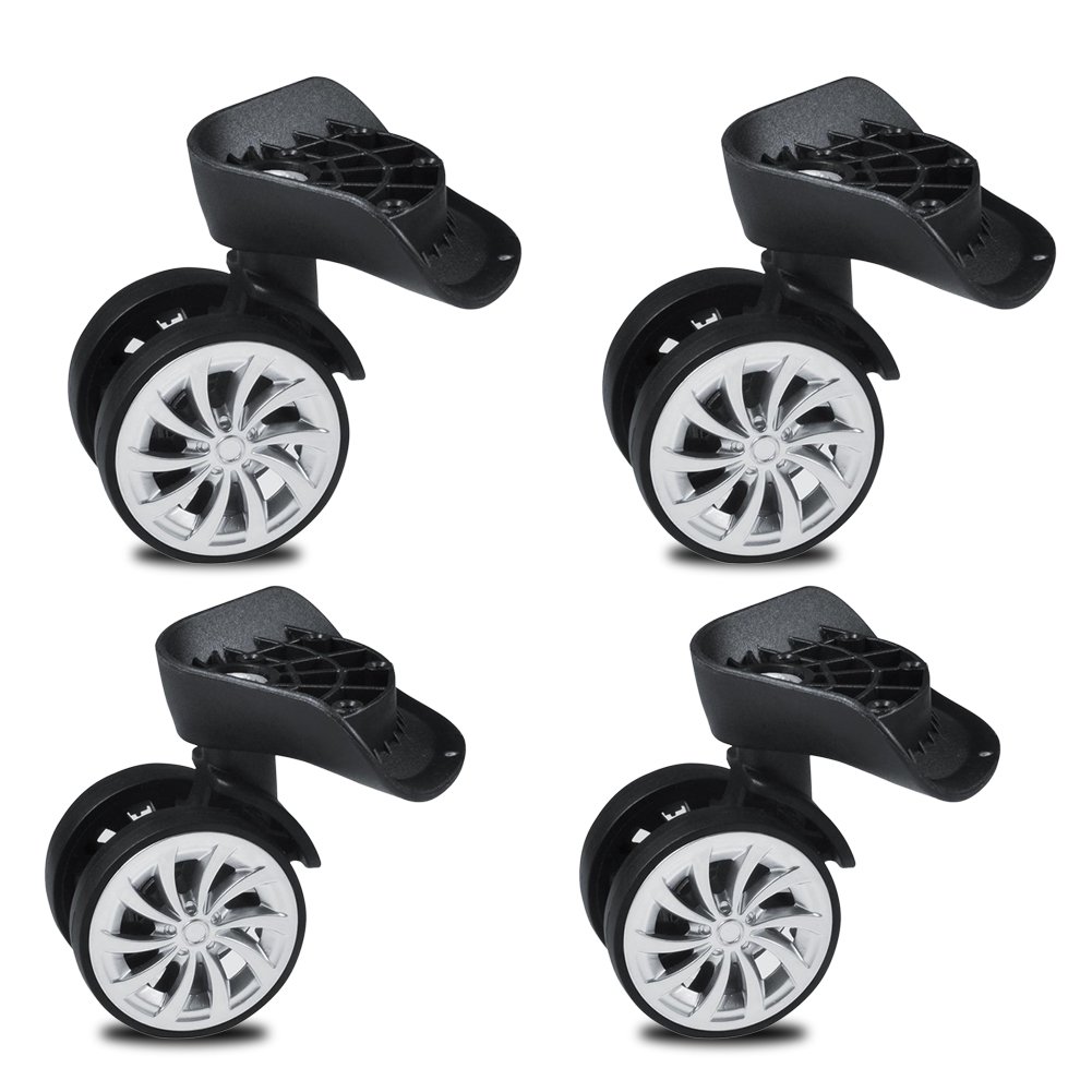 2 Pieces Heavy Duty 55mm Rubber Swivel Castor Wheels - Trolley Furniture Caster, Luggage Travel Suitcase Wheels
