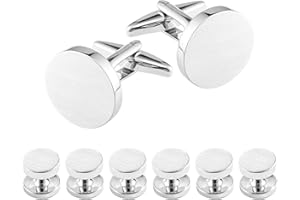 Dannyshi Cufflinks for Men and Tuxedo Shirt Studs Set with Gift Box Stainless Steel Cuff links