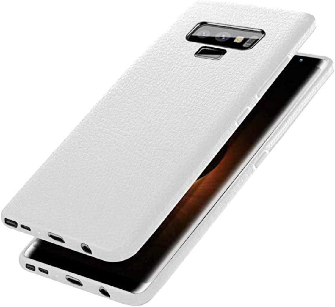 Starred Silicone Case Compatible with Samsung Galaxy Note 9, Soft Leather Pattern Shockproof Case Cover Hybrid Design (White)