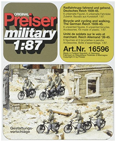 Preiser 16596 Former German Army WWII Unpainted Figures Bicycle Unit Cycling & Walking Model Figure