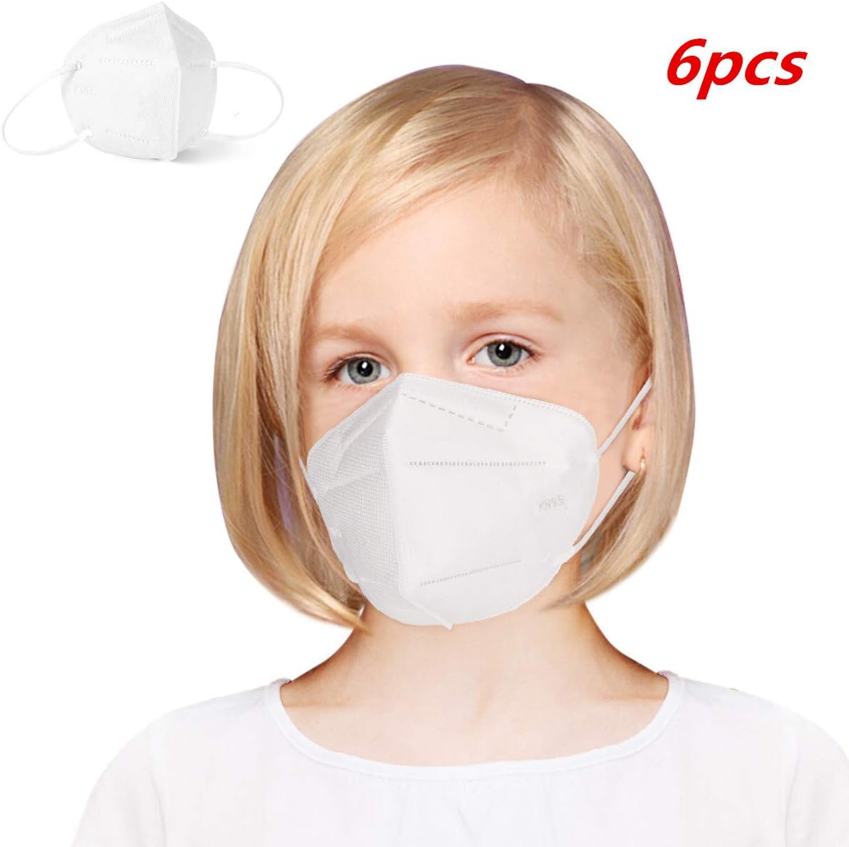 TAIPPAN KN95 Face Mask for Kids, 4-Layer Anti-fog Haze Dustproof PM 2.5 Mask N95 Filtration-high Safe Protective Windproof Outdoor Mask for Children, 6 pcs