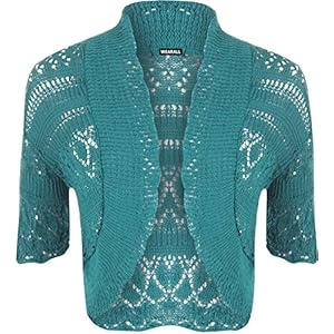 WearAll Dames gehaakte schouders gebreide bolero top vrouwen vest 8-14
