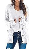 PRETTYGARDENWomen's Open Front Cardigan Sweaters Fall Fashion Button Down Cable Knit Chunky Winter Clothing Outerwear Coats