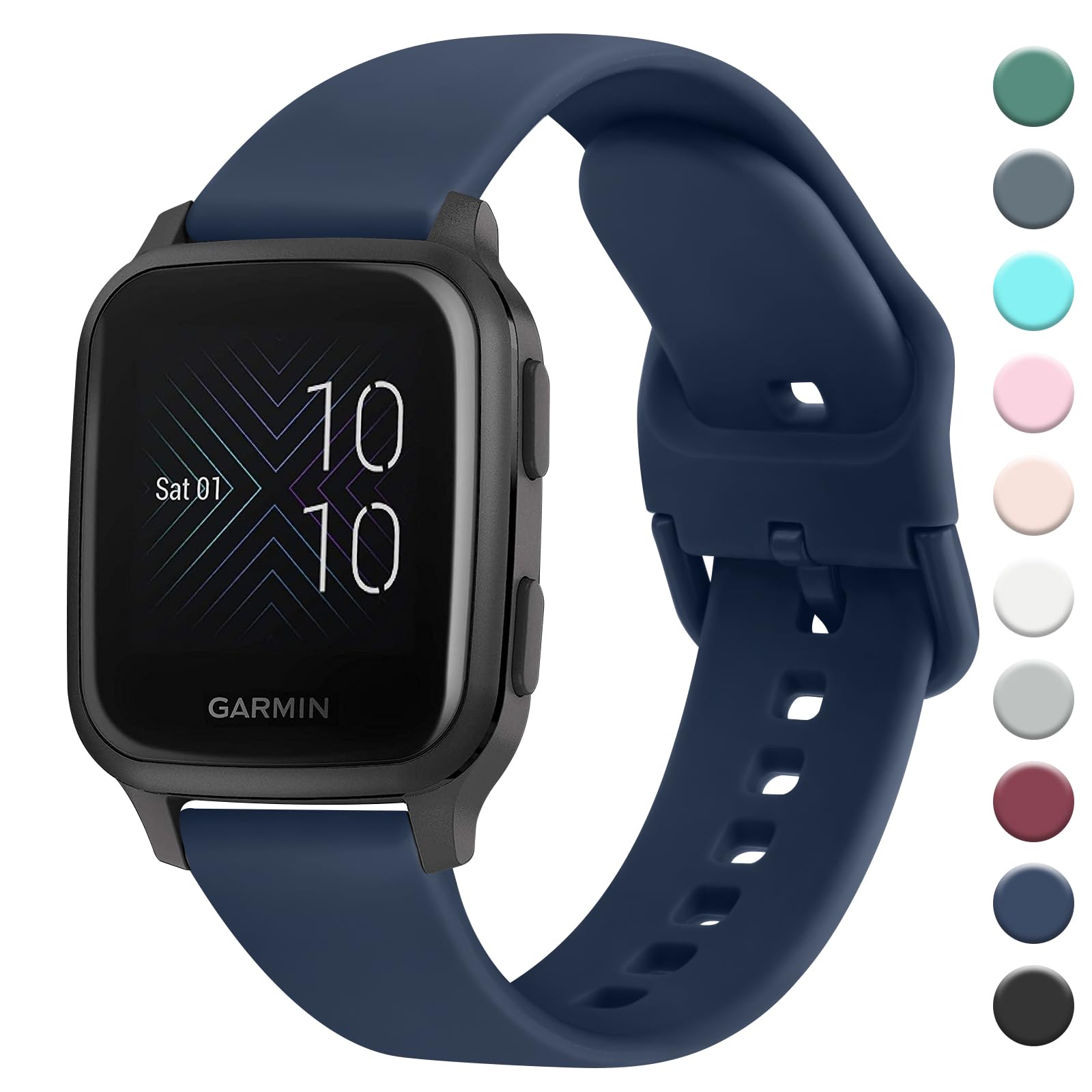 Strap Compatible with Garmin Venu Sq Music Strap, 20mm Soft Silicone Strap Replacement Wristband for Garmin Venu Sq Music/Garmin Venu Sq/Garmin Venu/Garmin Venu 2 Plus, Silicone