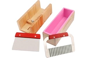 Premium Soap Making Kit with 42oz Silicone Molds & Wooden Box & Two Cutter, Complete Crafting Set for Pour or Cold Process Soap, by GNIEMCKIN