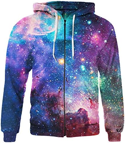 SAYM Unisex Zip Up Pullover Pockets Galaxy Jackets Sweatshirts Hoodies
