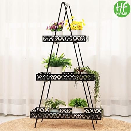 Hfhome Pflanzenregal Metall 3 Stufig Pflanzentreppe Verzierung Antik Stil Metallregal Bucherrega Wandregal Standregal Deko Blumen Eisenregal Badregal Blumenregal Schwarz Amazon De Garten