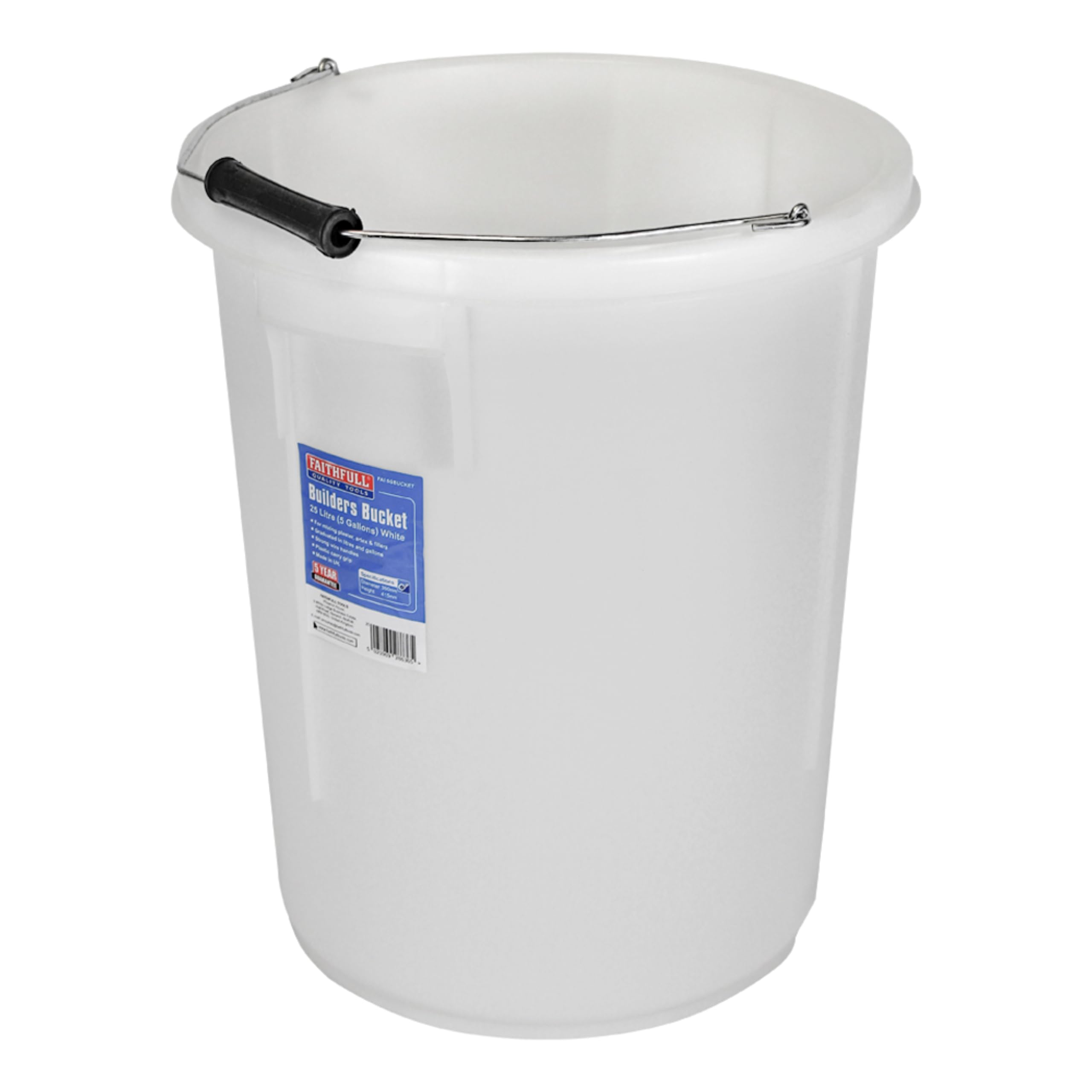 Faithfull 25 Litres (5 Gallons) White Builders Bucket