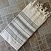Dandelion - Ivory Basic Pattern - 100% Naturally-Dyed Cotton Turkish Towel Peshtemal - 71x39 Inches - Black