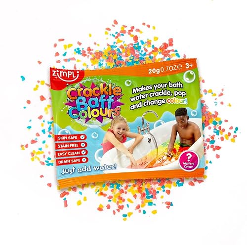ZIMPLI - Crackle Baff Colours Stocking Filler Foil Bags, Magically makes your water Crackle, Pop & Change Colour, Christmas Party Bag Fillers, Favours, Pass the Parcel Gifts