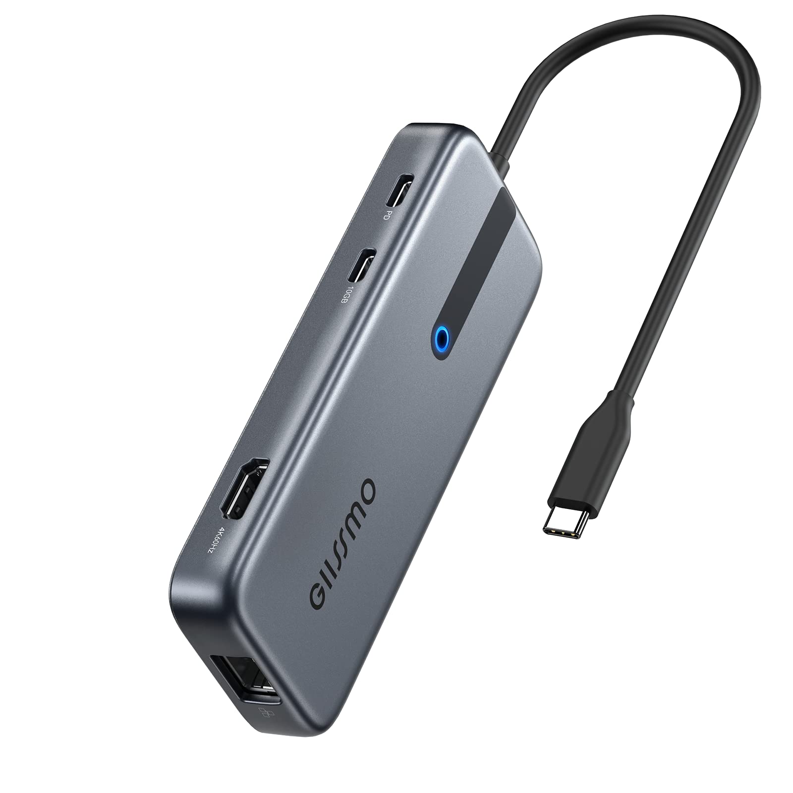 USB C Hub 4K@60Hz, 100W PD, Ethernet RJ45, 10Gbps USB-C/A 3.2Gen 2, MicroSD & SD Card Reader, 2 USB 3.0, 9-in-1 GIISSMO USB C Hub Compatible with MacBook M1 M2, HP Dell Lenovo laptops and more