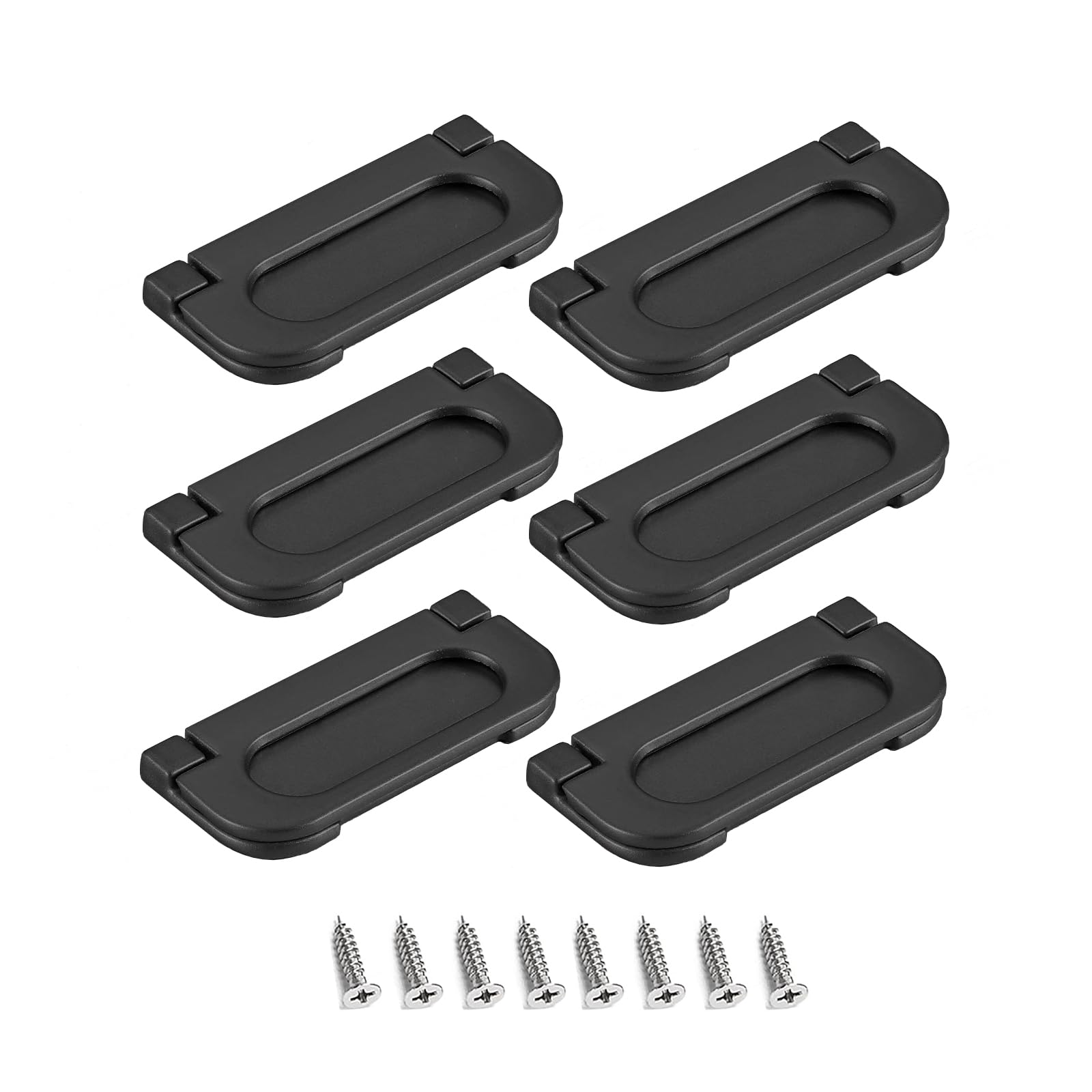 Catekro 6Pcs Flush Ring Pull, Aluminum Alloy Cabinet Drawer Pull Handle, Pull Handle Invisible Door Knob for Cupboard Drawer Cabinet Wardrobe Accessories, Includes Screws (Black-6pcs)
