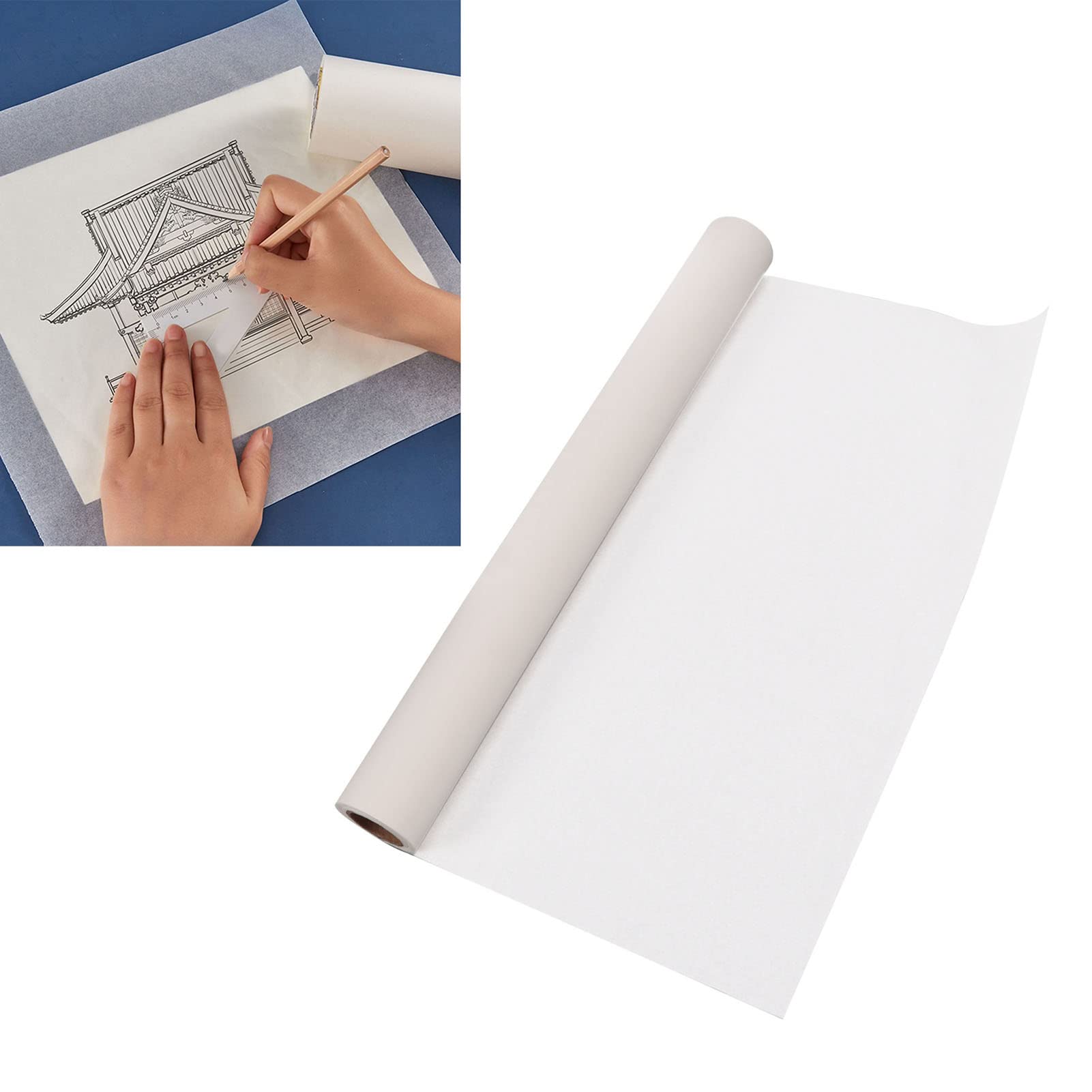 18in Tracing Paper for Sewing Patterns, White Tracing Paper Roll, High Transparency Ink Absorption Pattern Paper, Dressmaking Tracing Paper Roll for Sewing Patterns Architects (46m / 150.9ft)