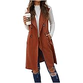GORGLITTER Women's Western Long Blazer Vest Sleeveless Cowgirl Trendy Fashion Casual Business Casual Work Trench Coat