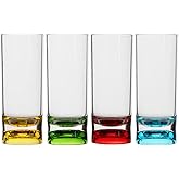 Lily's Home Indoor and Outdoor Unbreakable Shot Glasses with Heavy Base, Premium 2oz Clear Reusable Cups, Perfect for Any Liquor and Jello Shots. Set of 4 (Multi Color)