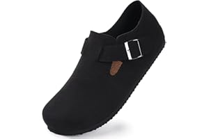 Torotto Women's Boston Clogs Cork Footbed Suede Slippers Arch Support Potato Shoes with Adjustable Buckle