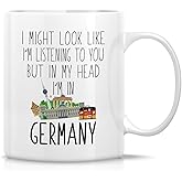 Retreez Funny Germany Lover Mug - In My Head I'm In Germany - 11 Oz Ceramic Coffee or Tea Cup - Humorous Gift for German Enthusiast, Traveler and Culture Admirer - Birthday, Holidays Gift for Coworker