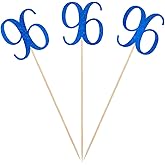 Blue Glitter 96th Birthday Centerpiece Sticks, 12-Pack Number 96 Table Topper Anniversary Party Decorations