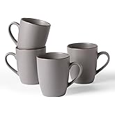 famiware Venus Coffee Mugs for 4, 12 oz Mug Set, Dringking Cup with Handle for Coffee, Tea, Cocoa, Milk, Dark Grey