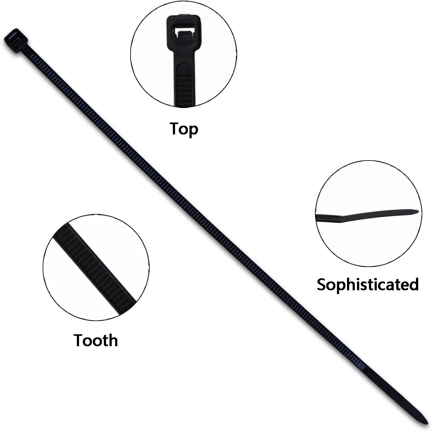 Nylon Cable tie Heavy-Duty 6-inch, 20-Pound tensile Strength, 100 Pieces, Nylon Cable tie, Width 0.1 inch / 2.5 mm, Black - Image 5