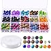 TecUnite 388 Pieces Colorful Chakra Beads Lava Rock Stone Volcanic Gemstone with Storage Box and Elastic Crystal String for Bracelet Necklace DIY (19 Colors)