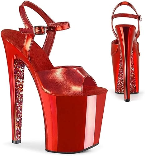 Amazon Co Jp Ichuangdianzi ファッション嫌いハイプラットフォームスティレットハイヒールサンダル ハイヒールポールダンスモデルキャットウォークシューズ Color Red Size 35 ホーム キッチン