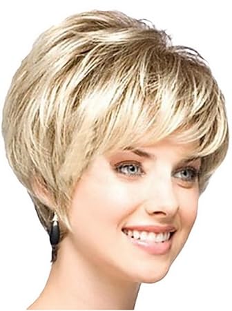 Amazon Com Bigood Women Fluffy Short Straight Hair Stylish Blonde