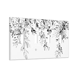 Grey Leaves 4 Gang Light Switch Cover Decorative
