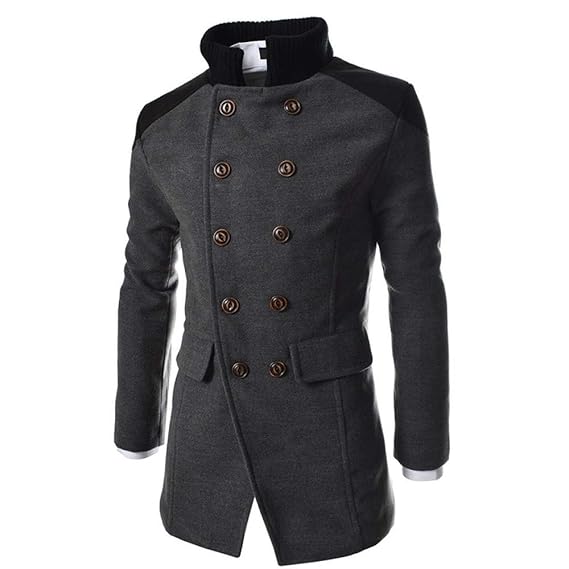 Riou Herren Windbreaker Winterjacke Slim fit Stilvolle Trenchcoat Jacke Männer Herbst Winter Business Revers Zweireiher Grabe