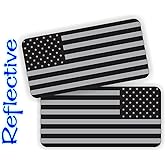 STICKY DUDE Reflective American Flag Hard Hat Stickers, 2 Pack, 2 Inch – Subdued Black & Silver USA Flag Decals for Helmets, Toolboxes, Tactical Gear and Laptops