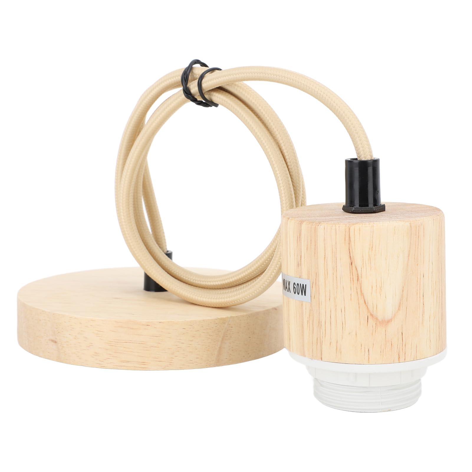 E27 Light Fixture Vintage Socket Pendant Lamp Holder with 39.37in Adjustable Hanging Light Cord, Wooden Pendant Light Holder Ceiling Mounted for Bedroom, Kitchen Island, Cafe