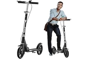 RESTSUKO Scooters for Kids 8-12, Teens & Adults - Foldable Commuter Scooter with Bell, Hand Brake & Adjustable Height, 220 LB Weight Capacity, Perfect for School, Campus, Park Rides