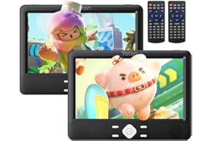 Yoton 10.5" Two Car DVD Players Portable Headrest Dual Screen Play a Same or Two Different Movies with 6 Hours Rechargeable Battery, 2 Mounting Brackets, Support USB/SD/Sync TV