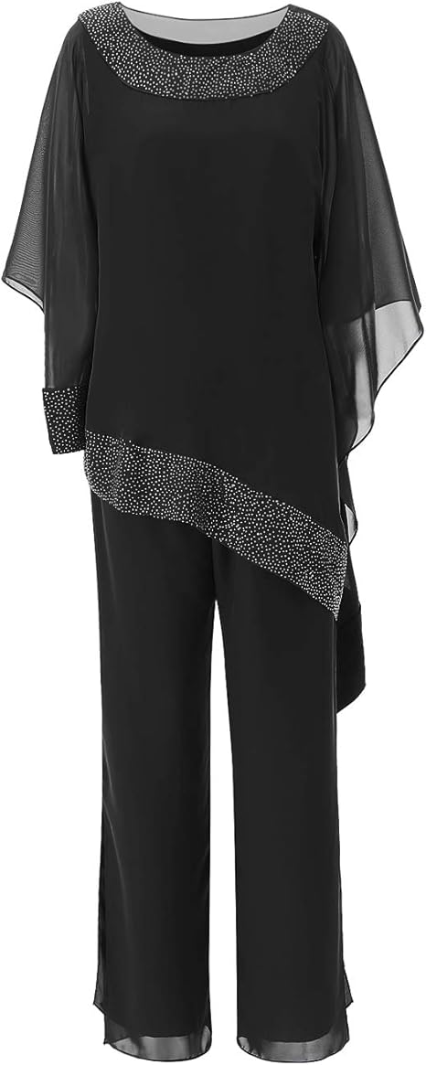 3 piece chiffon pant suit plus size