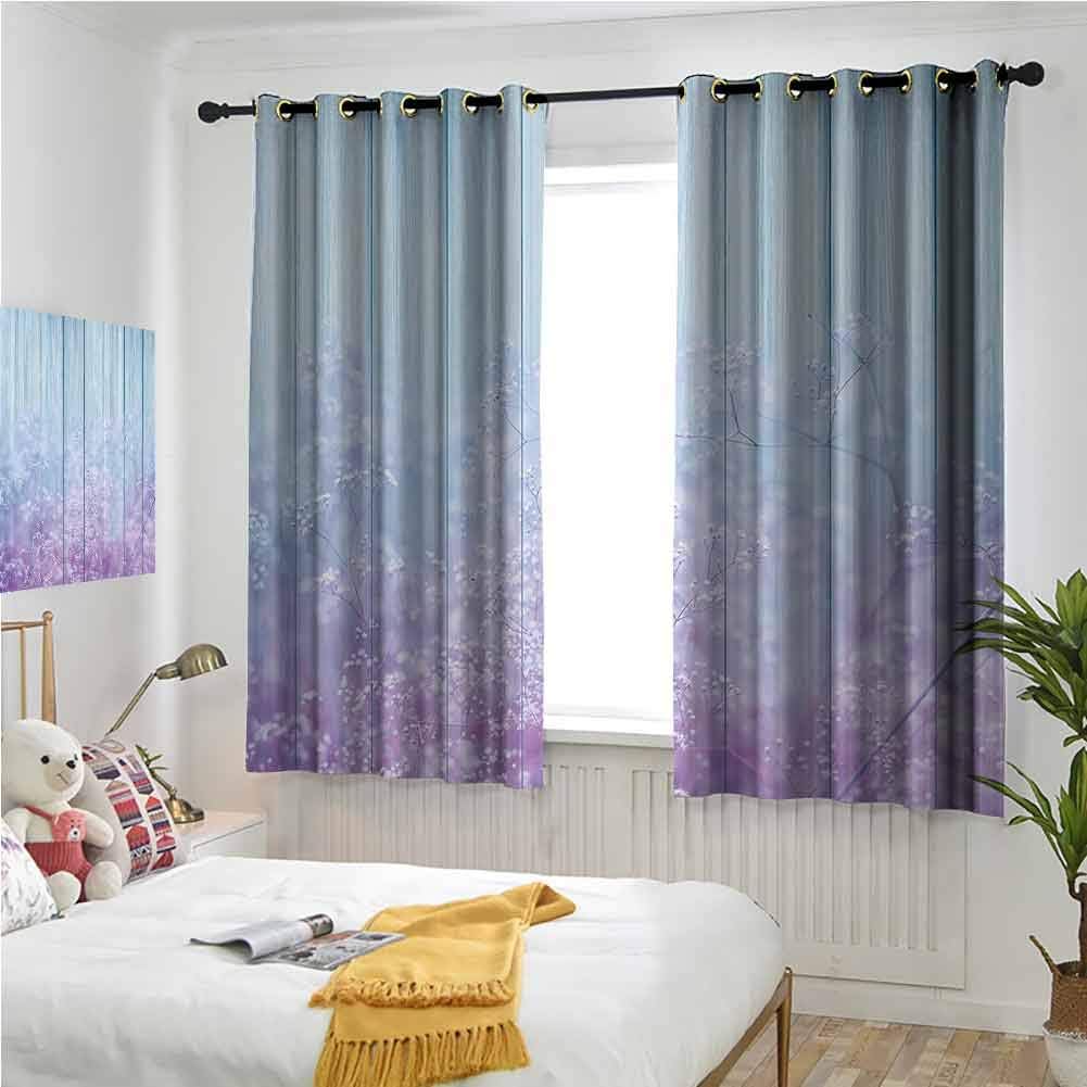 HELLOLEON Blue Purple Curtains 108 Inch Lenght, Floral