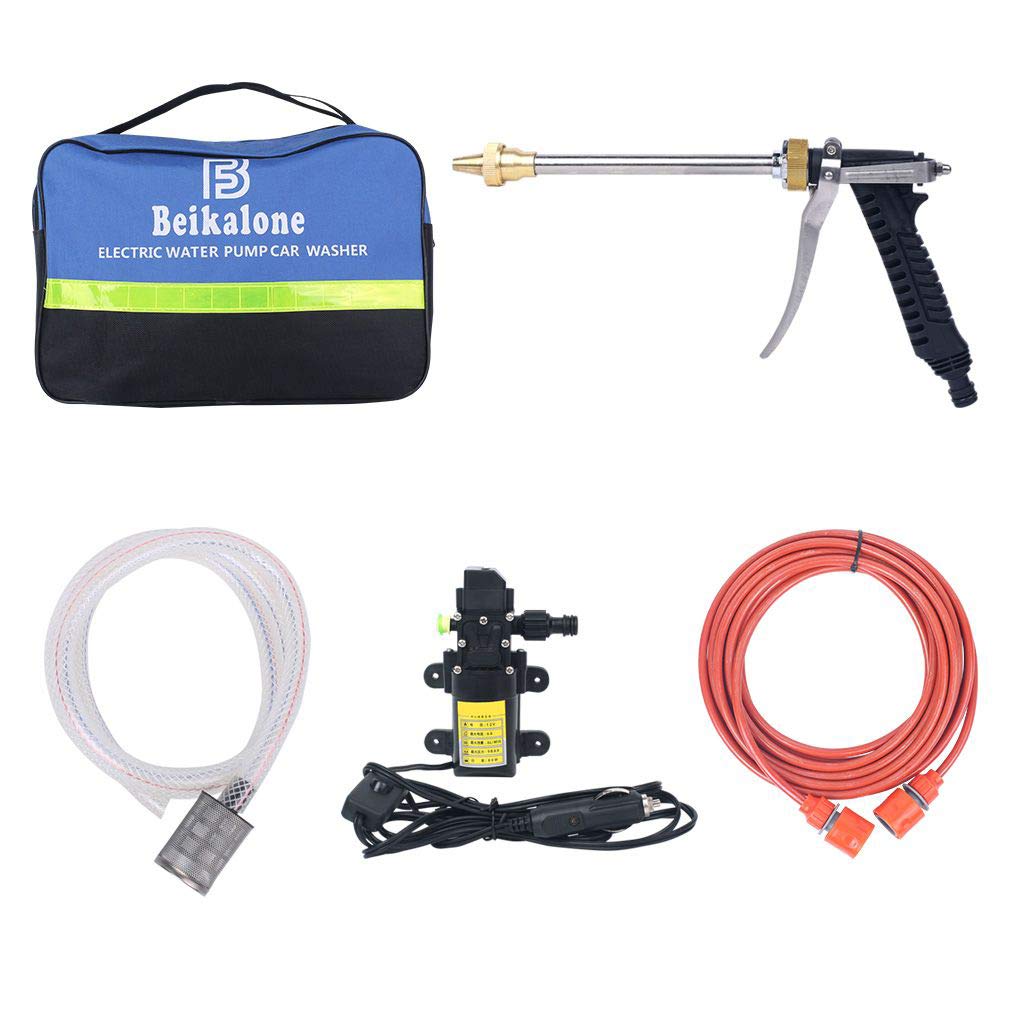 Beikalone Electric Water Pump Car Washer, Car Power 12V 80W, 0.9bar 6L/Min High Pressure, for Washing Irrigation Decontamination