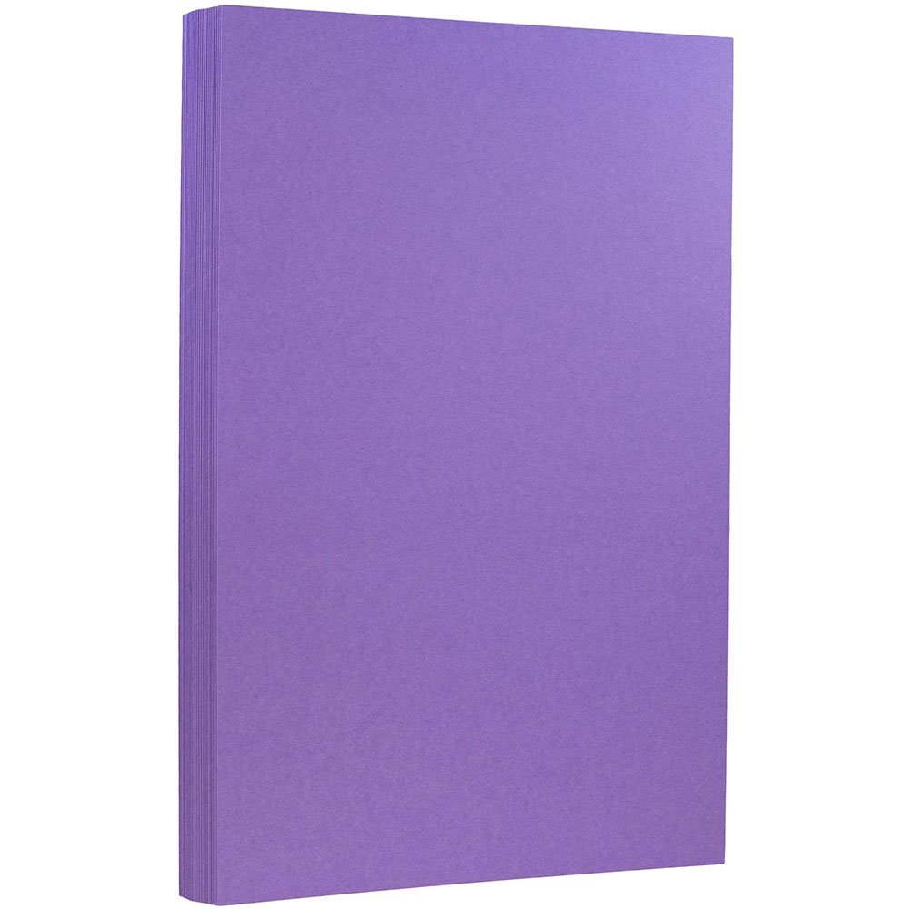 JAM PAPER Bright Coloured Cardstock - 215.9 x 355.6 mm Coverstock - 176gsm - Violet Purple Recycled - 50 Sheets/Pack