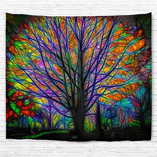 Haked Psychedelic Tapestry, Colorful Tree Tapestry Wall Hanging Psychedelic Forest with Birds Wall Tapestry Bohemian Mandala Hippie Tapestry for Bedroom Living Room Decor (60"x51", The Tree)