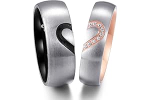 Adreamz His Queen Her King Matching Promise Rings for Couple Sets Wedding Band Laser Crown and CZ Stainless Steel Queen & King His and Hers Wedding Rings for Couples