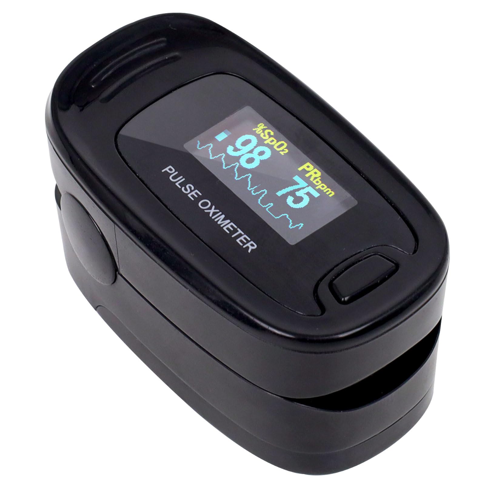 Photo 1 of CONTEC CMS50NA Pulse Oximeter Fingertip Blood Oxygen Saturation Monitor SpO2 and PR Value Waveform Blood Oxygen Neck/Wrist Corda, Black