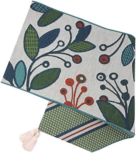 Manual Nicole Geometric Floral Stripe Mid Century Tapestry Tablerunner UNCL72 13x72"