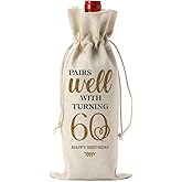 60th Birthday Gifts: Wine Bag for Women & Men - Ideas for Coworkers & Friends
