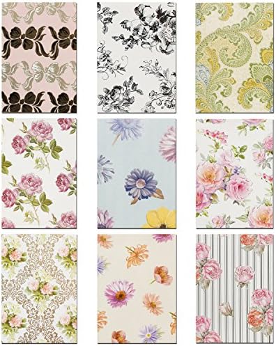 PAPTEL Premium All Occasion Handmade Note Cards - Blank Greeting Card Assortment - Flower of Love - 5” x 3.5” - 9 Different Designs – Including Envelopes - Set of 9