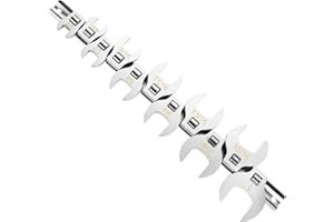 Fukaisu 11pcs Crows Foot Wrench Set, SAE 3/8"-1" Drive Metric Open-End Crowsfoot Wrenches with Clip-on Organizer Flare Nut Wr