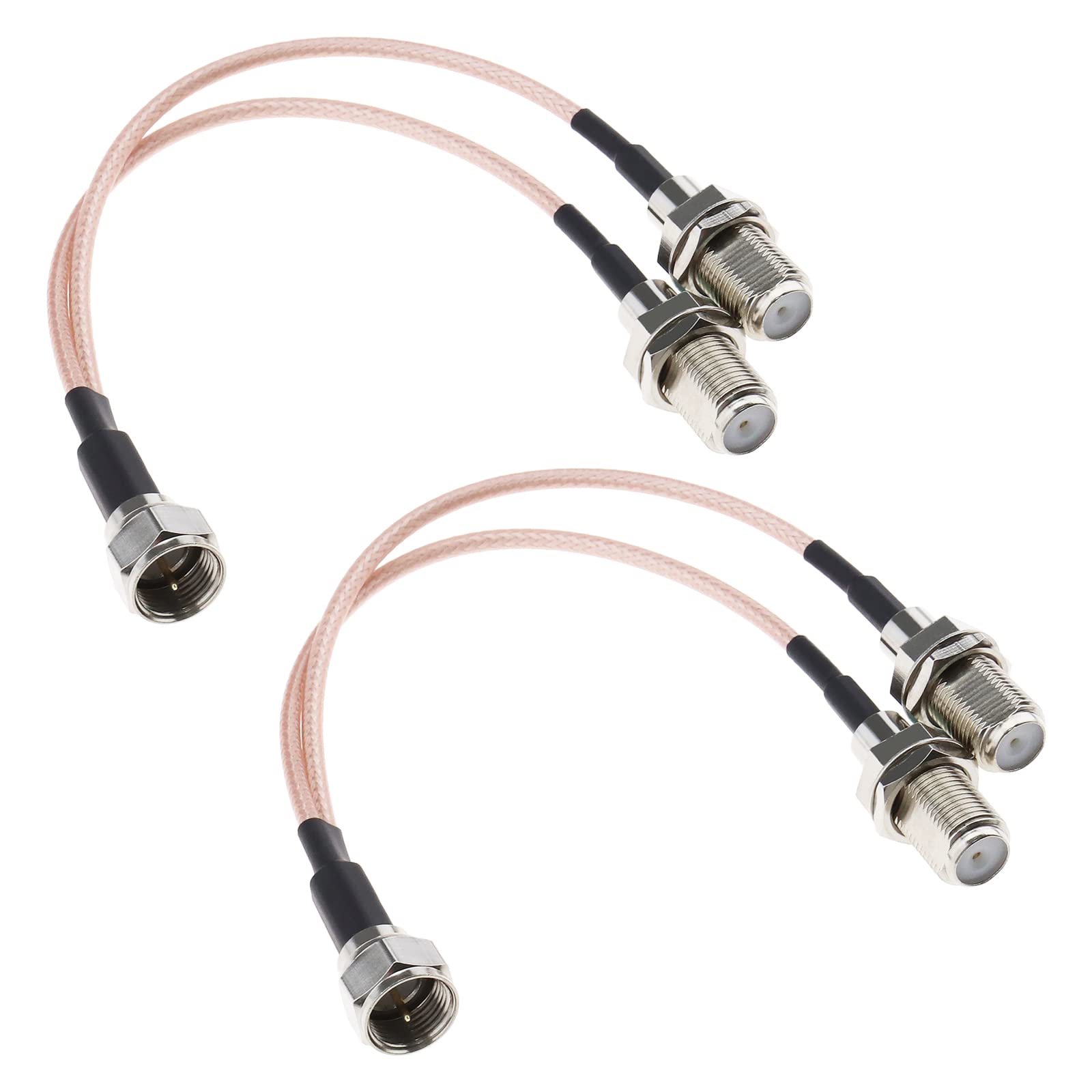 YINETTECH 2PCS F Type RG316 Coaxial Cable F Male to F Dual Female Splitter Cable 12cm 50 ohm 3 Way Combiner Adapter for Cable Television CATV VCR DVD HD-TV